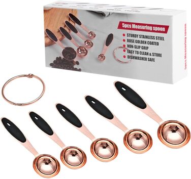 2-piece measuring spoons in rose gold measuring cup, kitchen baking utensils, stainless steel, stainless steel spoons, cocktail spoons, baking molds, stainless steel kitchen accessories, rose gold, stainless steel.