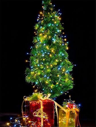 LED гірлянда WISD 13м, 200 LED, рожево-біла: регульоване святкове освітлення на темно-зеленому кабелі з 12 режимами, таймером та EU штекером. Декор для ялинки, балкона, кімнати, саду.