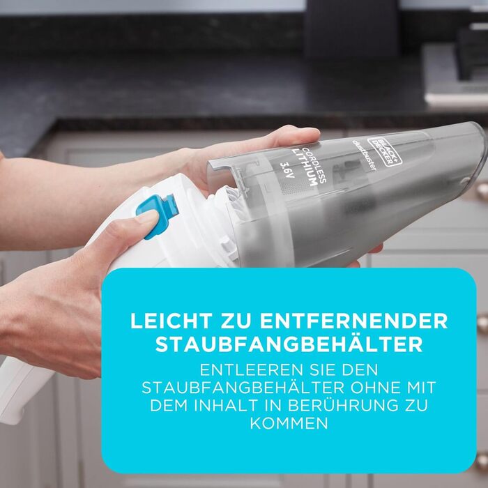 Ручний бездротовий пилосос BLACK+DECKER Dustbuster 3.6V, NVC115JL-QW, білий