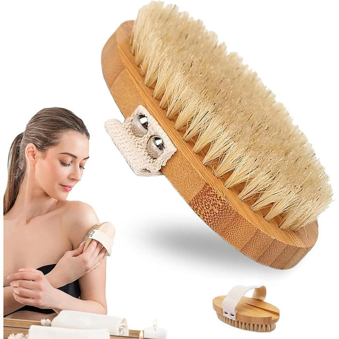 Щітка для тіла з довгим руків'ям, щітка для спини знімний руків'я, 2 головки, щітка для тіла для видалення, скрубер для спини у душі, натуральна щетина, для очищення тіла