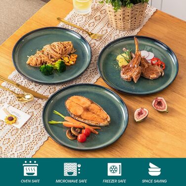 Vancasso Starry 24-Piece Stoneware Dinnerware Set - 6 Person Blue Tableware Set with Plates, Bowls & Dessert Plates