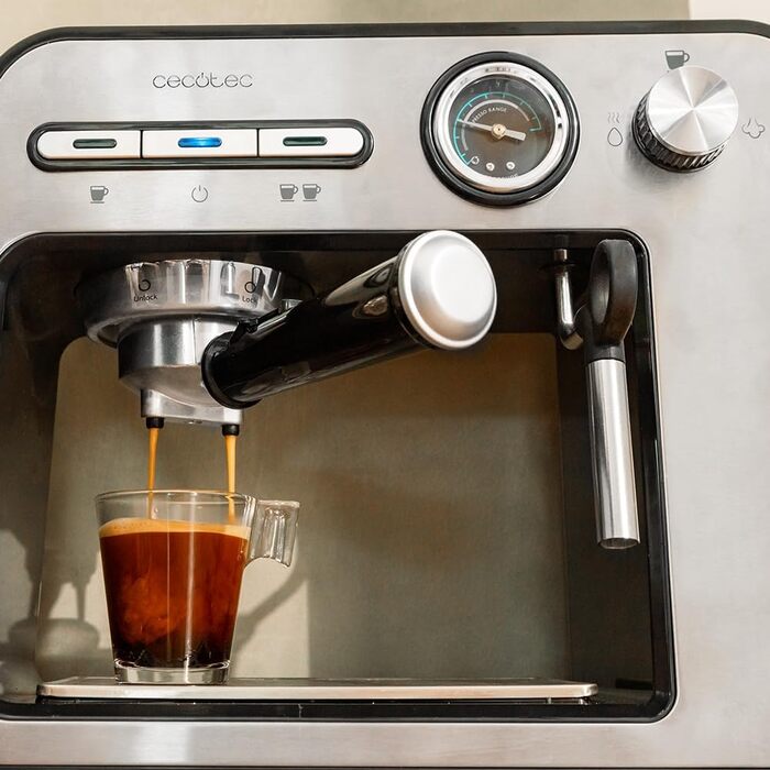 Кавоварка Cecotec Power Espresso 20 Square Pro, 1450 Вт, 20 бар, з ThermoBlock, парогенератором, знімним баком 1 л, підігрівом чашок, для еспресо