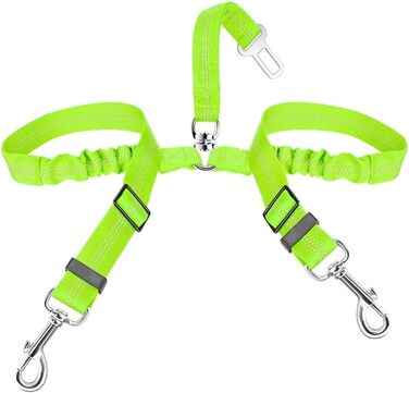 Ремінь безпеки для собак SlowTon у машину, 2 в 1, еластичний, регульований, світловідбиваючий, для подорожей та прогулянок (1 маленький + 1 середній, Limone)