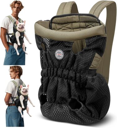 Рюкзак для собак Allsopets - легкий, дихаючий, зручний, з безпечною лінійкою, для подорожей, прогулянок на природі (оливковий, M)