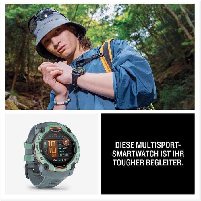 Розумний годинник Garmin Instinct 3 50mm AMOLED: GPS, Multisport, Health Coach, 24 дні роботи, 80+ спорт-програм