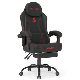 Ігровий стілець Ergonormic з регульованою спинкою та поворотом 360° - офісний стілець для дорослих/підлітків до 150 кг, тканинний червоний для дому/ігор