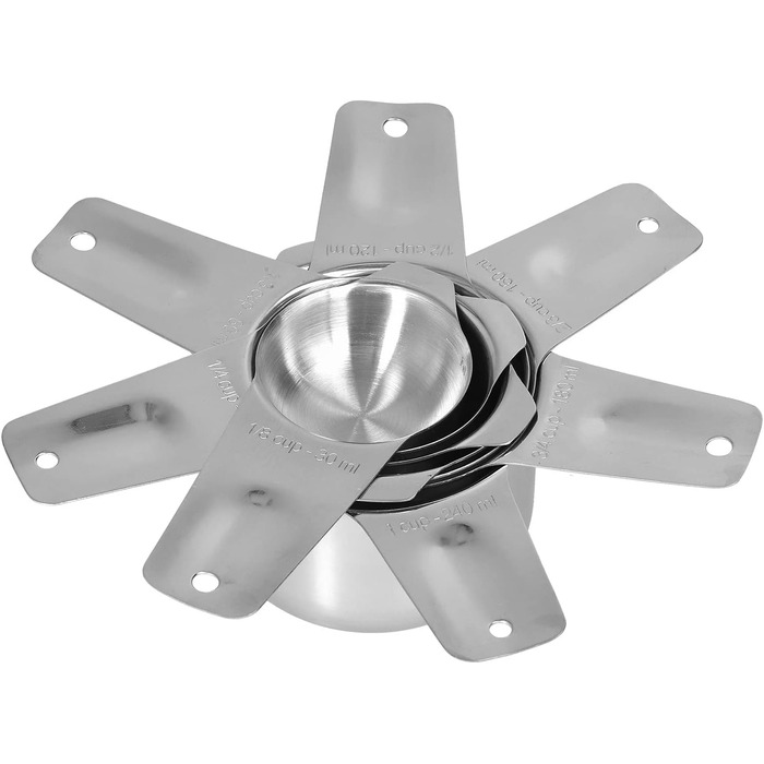 Uadme Measuring Spoon Measuring Cup Set, 7-Piece Stainless Steel Measuring Cup Set Stackable Measuring Spoons with D-Rings for Measuring Dry and Liquid Ingredients