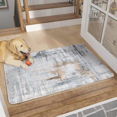 Килимок Tinyboy-HBQ для вітальні та спальні: сучасний дизайн, короткий ворс, сірий (80 x 120 см)