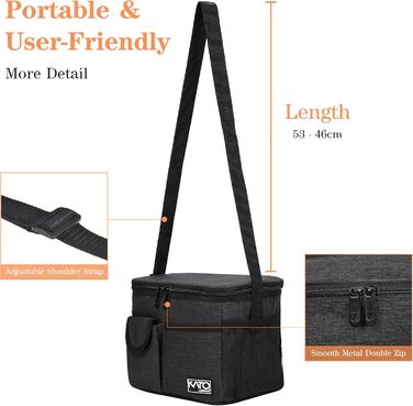 Термосумка Kato Tirrinia 17L (23 банки) - велика, чорна, водонепроникна для пікніків, роботи, пляжу