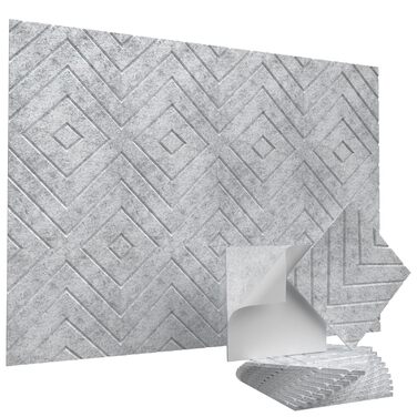 Самоклеючі акустичні панелі Vieshful 30x30x1 см, звукопоглинаючі панелі для стін та стелі (10 шт, сірі) для студії, офісу та спальні