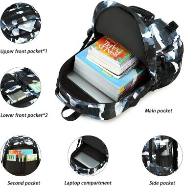 Шкільний рюкзак для хлопчика-підлітка Lmwzh, чорний. Водонепроникний, міцний, великий. Ідеальний для школи.