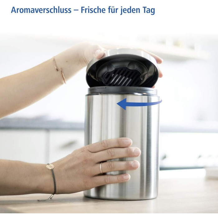 Контейнер для кави Xavax на 1 кг (з ложкою, з нержавіючої сталі, герметичний) срібний, One Size