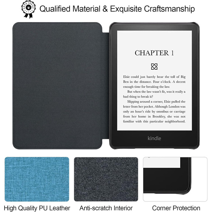 Чохол WALNEW для Kindle Paperwhite 11-го покоління (6.8 дюймів), синій, з функцією авто-сон/пробудження