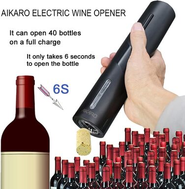 Електричний штопор AIKARO для вина, автоматичний відкривачка для пляшок, акумуляторний набір