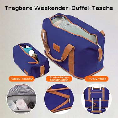 Набір валіз Joyway 5шт з ABS пластику, розширюваний, з TSA-замком, 4 колеса, 1 сумка, 1 органайзер, темно-синій