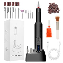 Електрична машинка для манікюру CNMTCCO Nagelfräser 12 в 1 з LCD дисплеєм, 18000 об/хв, для гелю та акрилу