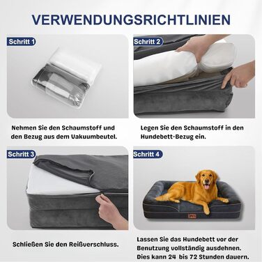 Ортопедичне ліжко для собак середніх та великих порід CORTESPETS® - зручне собаче ліжко з Memory Foam, водонепроникним покриттям та знімним чохлом. Розмір: 90 x 64 x 17 см