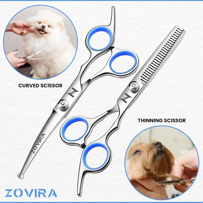 Набір для грумінгу собак та котів: професійні ножиці для стрижки шерсті з чохлом з екошкіри, нержавіюча сталь