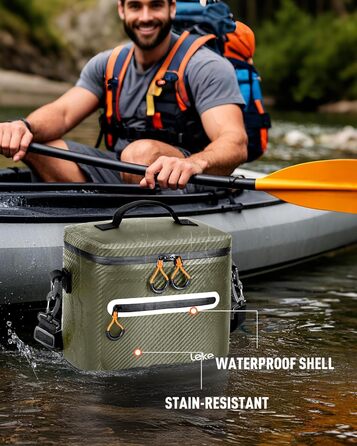 Lekesky 20L Ізольована Сумка-Холодильник – Переносна, Водонепроникна Сумка для Пікніка, Походу, Пляжу, Грилю (B-армійний зелений)