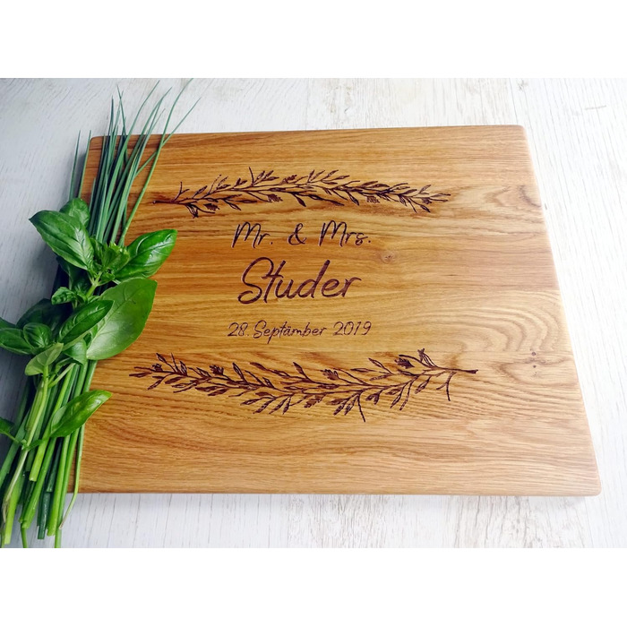 Personalized Cutting Board | Handmade with Engraving | Breakfast Board | Wedding Gifts for the Couple | Bread Cutting Board | Wooden Cutting Board with Laser Engraving by Algis Crafts