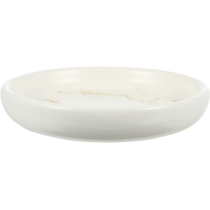 Керамічна мильниця FülleMore з імітацією мармуру, 11.2x2.2 см, кругла, для ванної, душу, кухні (біла)
