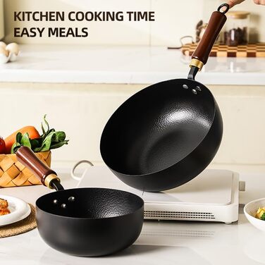 Набір сковорідок з нержавіючої сталі з антипригарним покриттям (4 шт.) 26/24/20/18 см, дерев'яні ручки