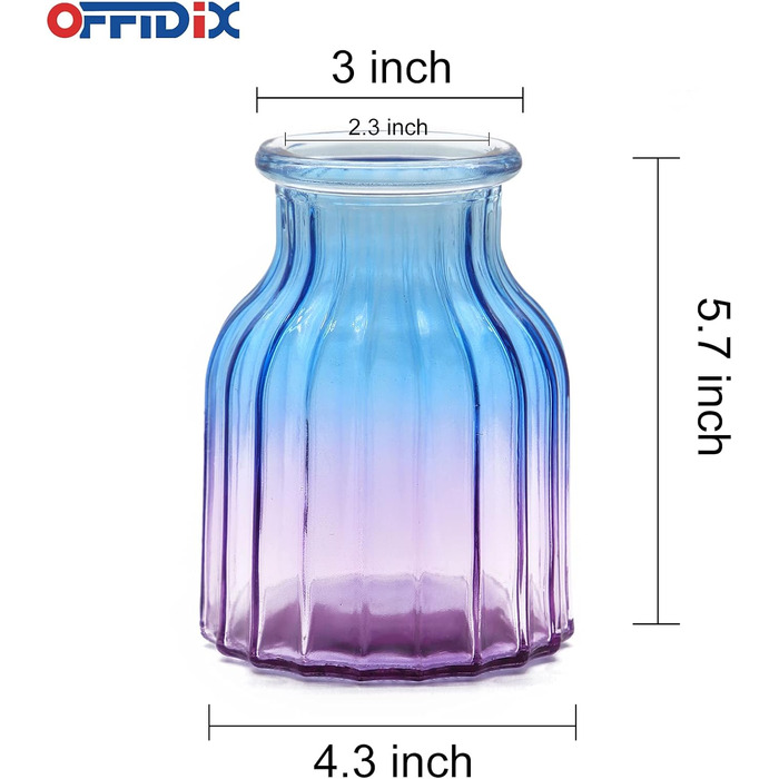 Скляна ваза OFFIDIX з градієнтом кольору, багатокольорова, геометричний дизайн, для весілля, подій, декору, квіткових композицій, офісу або дому