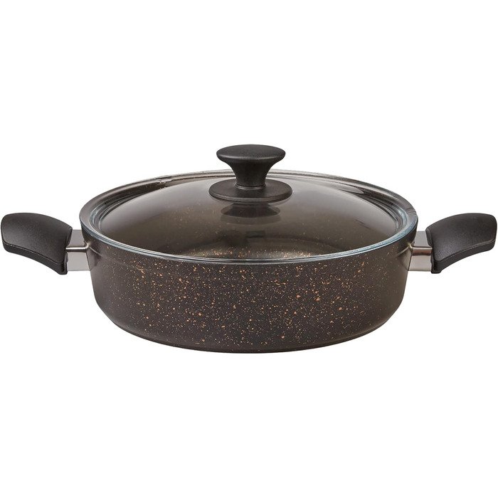 Набір кухонного посуду Karaca Biogranit, 7 предметів, чорний/золотий, з антипригарним покриттям, для індукційних плит, граніт