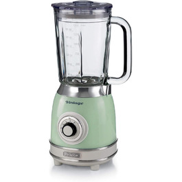 Vintage Ariete 583 Glass Mixer, Retro Multi-Function Blender with 4 Blades, 4 Speeds + Pulse Function, Ice-Crusher Function, 1.5 Liter Capacity, 1000W, Green Green Single