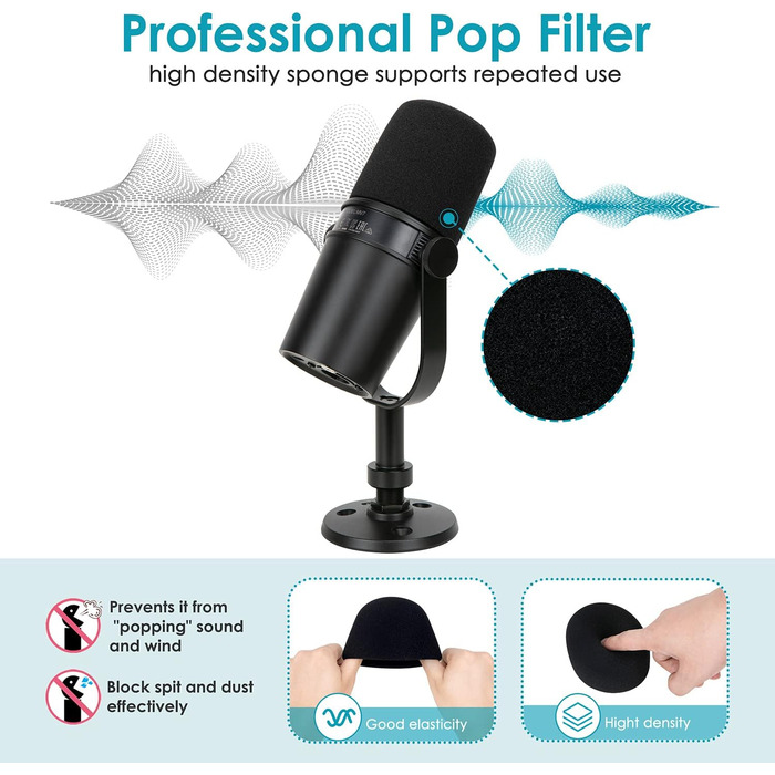 Тримач для мікрофона YOUSHARES з кріпленням для столу та стіни, металева конструкція, поп-фільтр для Shure MV7