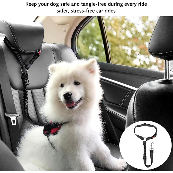 Автомобільний поводок-лямка для собак: безпечний, регульований, 360° обертання, міцний