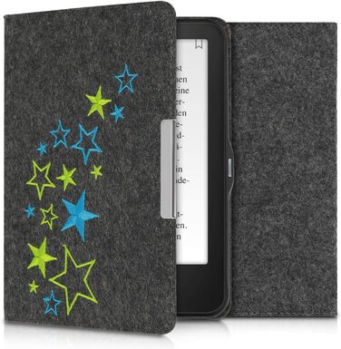 Чохол kwmobile для Tolino Vision 1/2/3/4 HD: тканинний, з принтом зірок, світло-зелений, синій, темно-сірий