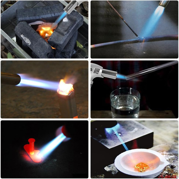 Газовий пальник Ankway Flambierbrenner з блокуванням безпеки, регульований та наповнюваний, для приготування десертів, кемпінгу та грилю (бутан не входить)