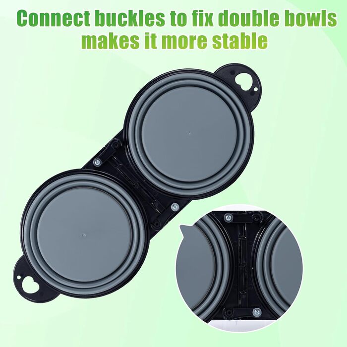 Складаний миска для собак SLSON, подвійний, для подорожей, прогулянок, намету, сірий