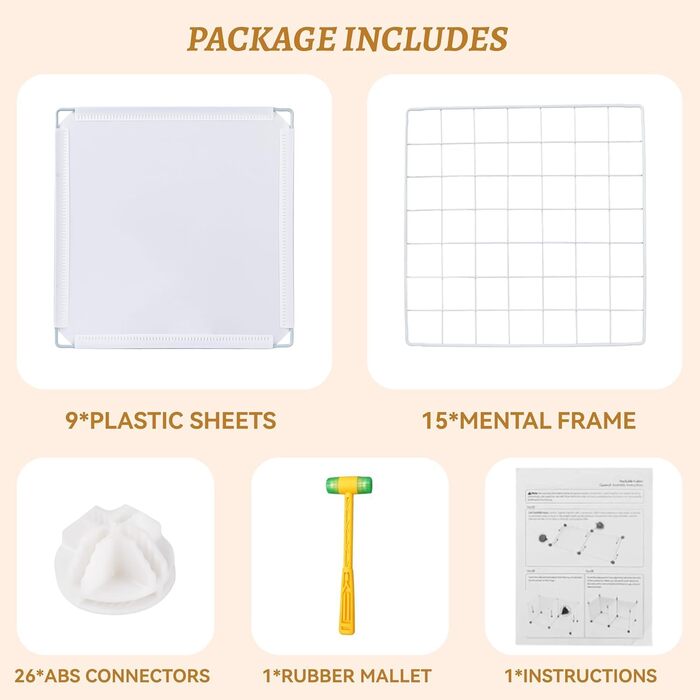 TUMUCUTE Storage Shelf with 9 Cubes, Plastic, Closet, Modular, Bookshelf, Storage Shelves for Bedroom, Living Room, Office, (White Plastic-Iron, 6 Cubes)