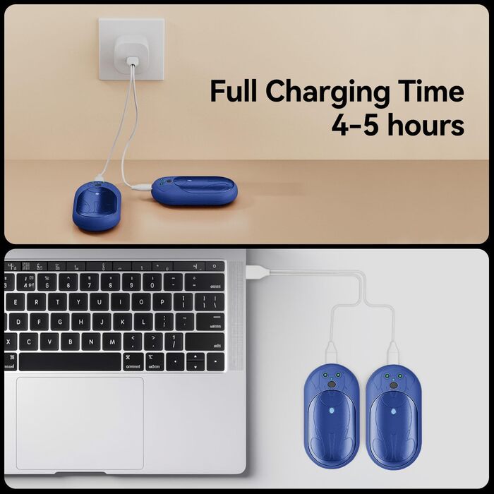 Електричні грілки для рук 6000mAh, 2 шт. Перезаряджувані кишенькові грілки, акумуляторні, USB-C, 3 режими нагріву, подарунок для жінок, чоловіків, дітей, катання на лижах, піших прогулянок (Блакитний)