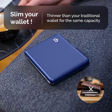 Гаманець ÖGON DESIGNS Smart Case Big Stockholm з алюмінію, велика місткість, RFID захист, Navy Blue