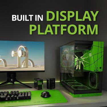 Корпус для ПК Geometric Future M5 з загартованим склом, Mid Tower, E-ATX/ATX, для геймінгу, сталь 1.2 мм, Type C, без інструментів, підтримка радіатора 420/360, подвійний відсік, чорний/зелений, GEO-M5-BNY Black/Green Glass ver