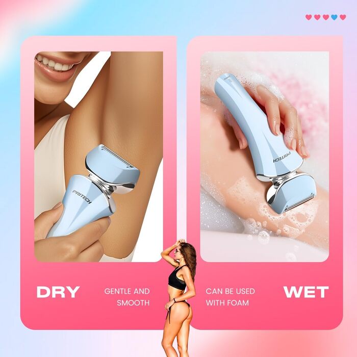 Електричний жіночий триммер для тіла: безболісне гоління ніг, бікіні та під пахвами. Бездротовий, перезаряджається, для мокрого та сухого використання. Колір: блакитний