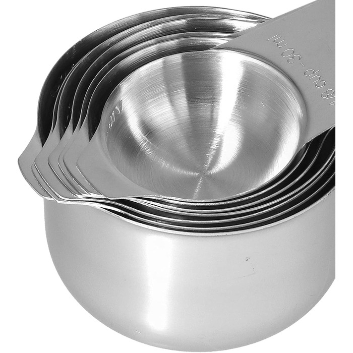 Uadme Measuring Spoon Measuring Cup Set, 7-Piece Stainless Steel Measuring Cup Set Stackable Measuring Spoons with D-Rings for Measuring Dry and Liquid Ingredients