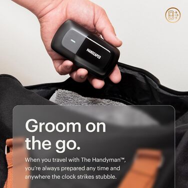 The Handyman™ by MANSCAPED®: Travel Shaver, Lightweight Rechargeable Electric Shaver with USB-C Charging Cable for On-the-Go, Washable, with Long Hair Trimmer and Foil Shaver Head.