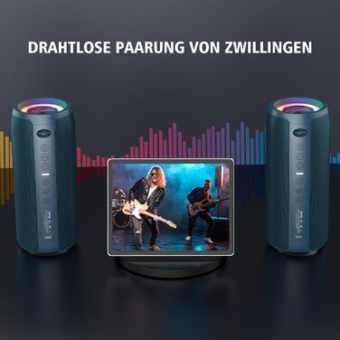 ZEALOT Bluetooth колонка з підсвіткою 40W, водонепроникна IPX6, AUX, USB, Micro SD, Bluetooth 5.2, подвійне з'єднання