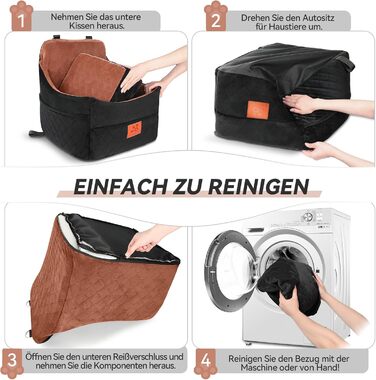 Автокрісло для собак GL GLENSLAVE: комфортне та безпечне автокрісло для маленьких та середніх собак (до 16 кг), чорний/коричневий колір, знімний та миючий чохол