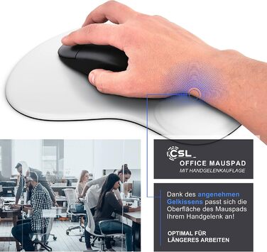 Кисетковий Mousepad CSL з гелевою підкладкою для зап'ястя - чорний/білий, ергономічний, водонепроникний, для геймінгу