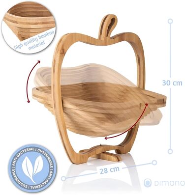 Кошик для фруктів Dimono® з бамбука, складаний, 3 в 1: кошик для фруктів, овочів та підставка під горщик, з дощечкою для нарізання, дизайн 