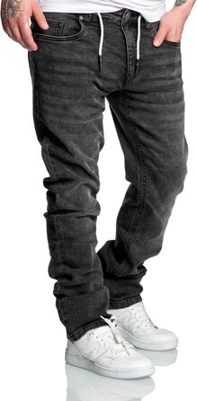 Чоловічі спортивні штани Amaci&Sons з еластичного деніму, базові джогери з зав'язками, колір чорний, розмір 34W