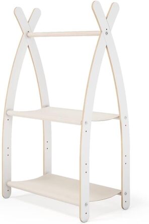 MAMOI® Clothes Rack Baby Nursery | Children's Clothes Rack 106x95x32cm / 53x95x32cm | Children's Clothes Stand Baby | Coat Rack | Baby Wardrobe | Children's Wardrobe | 100% ECO | Made in EU (1 Module - 2 Shelves, White - Beige)