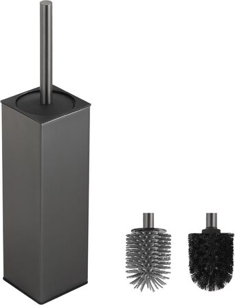 Набір для туалету BVL з щіткою та тримачем, метал, силікон, сірий