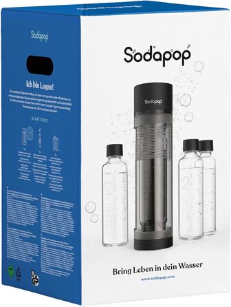Sodapop Wassersprudler Logan: Набір для газування води з CO₂ балончиком та 3 скляними пляшками, матовий чорний, 42,6 см