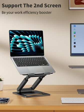 Adjustable Laptop Stand for Desk - Telescopic & Ergonomic Design - Fits 10-17 inch Laptops (Black)
